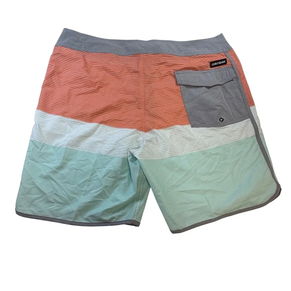 Quiksilver Highline Surfsilk Tijuana 19 Board Shorts Mens 36 Orange Mint Swim J8